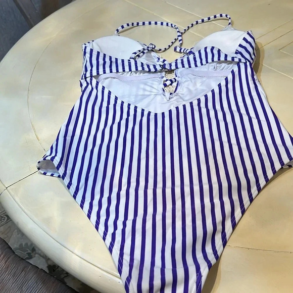 Royal Blue and White extra large woman’s one piece swimsuit - Picture 4 of 7